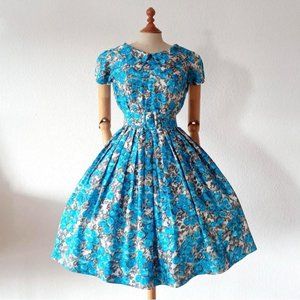 Stunning Original 1950s Juniors Roseprint Dress